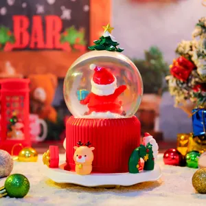 Süße Weihnachts-Schneekugel mit Weihnachtsmann leuchtende Tischdeko Urlaubsgeschenk