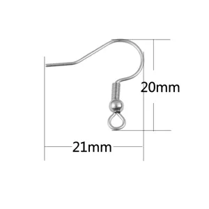 Stainless steel earring hooks DIY jewelry making fishhook components size 20x21mm parts