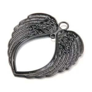 Elektroforetische zwarte zinklegering aartsengel vleugel hanger, 65x68mm DIY sieraden bedel.