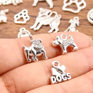 Silver alloy dog charms DIY jewelry making accessories puppy pendants for bracelet necklace