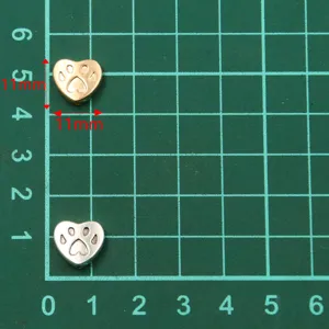 11mm Double Sided Dog Paw Heart Alloy Beads DIY Jewelry Bracelet Necklace Connectors