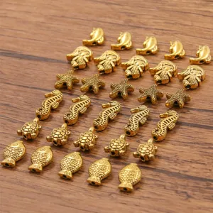 Antikgold Legierung Meeresleben Perlen Details, Schildkröte Fisch Seepferdchen DIY Schmuck.
