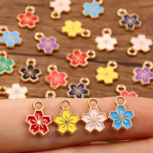 Bunte Emaillierte Blumen Anhänger Legierung DIY Schmuck Zubehör Set 8x11mm Basteln