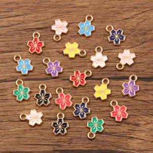 Bunte Emaillierte Blumen Anhänger 8x11mm Metall DIY Schmuck Herstellung Zubehör Details.