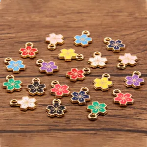 DIY Legierung Emaille Blumen Charms Anhänger für Schmuckherstellung, süße kleine Accessoires farbig