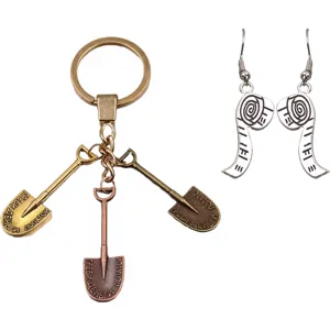 Zinc Alloy DIY Jewelry Accessories Shovel Keychain Measuring Tape Earrings Charms Set