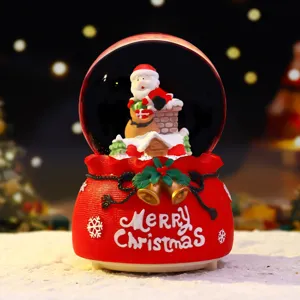 Weihnachten Weihnachtsmann Schneekugel Kristallkugel Spieluhr Leuchtende Led Desktop Ornament Weihnachtsdeko Geschenk