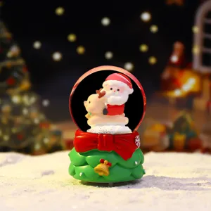 Christmas snow globe mini luminous water ball Santa Claus reindeer holiday home decor gift