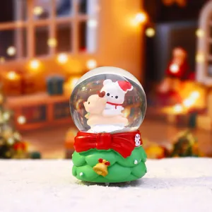 Christmas snow globe mini luminous water ball cute bear reindeer holiday party desktop decor decoration