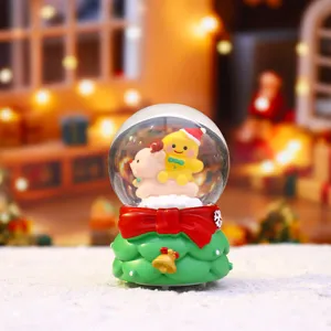 Mini glowing Christmas snow globe deer water ball holiday decoration gift detail shot