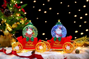 Christmas Santa Claus snow globe carriage glowing ornament holiday gift desktop decor