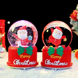 Weihnachtsschneekugel Spieluhr mit Weihnachtsmann, leuchtende und schneiende Schlafzimmerdeko.