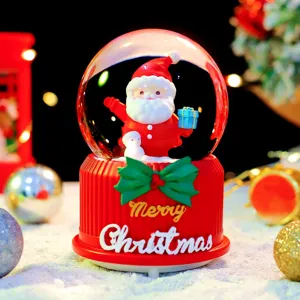 Weihnachten Weihnachtsmann Schneekugel Spieluhr Leuchtende Kristallkugel Tischdeko Mit Schleife Haus Schlafzimmer Dekoration Festgeschenk