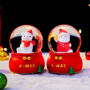 Weihnachten Mini Schneekugel Nachtlicht Ornament, süße Harz Tischdeko für Festtagsgeschenk.