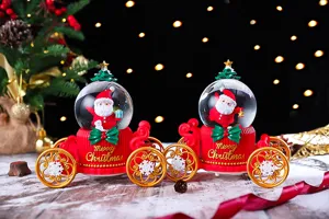 Christmas snow globe carriage LED light music desktop ornament holiday gift wholesale