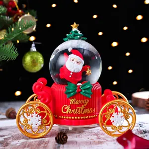 Christmas snow globe Santa carriage desktop decoration luminous holiday gift ornament
