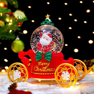 Christmas Santa Claus carriage snow globe LED light desktop decoration holiday gift