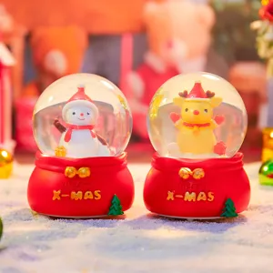 Weihnachts Mini Schneekugel Nachtlicht, süßer Schneemann Elch LED Tischdeko Geschenk.