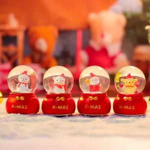 Mini Weihnachts-Schneekugel LED-Nachtlicht Tischschmuck mit süssen festlichen Figuren.