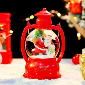 Weihnachts Schneekugel Laterne Nachtlicht, dekoratives Tischornament mit Weihnachtsmann.