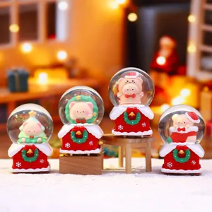 Mini boule à neige ours de Noël ornement lumineux déco de table de fête cadeau de vacances