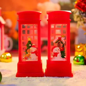 Weihnachten Telefonzelle Schneekugel LED Licht Ornament festliche Tischdekoration Detail