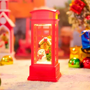 Weihnachten beleuchtete Telefonzelle Schneekugel Ornament süßes Festgeschenk Zimmer Deko