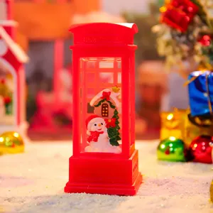 Weihnachten Telefonzelle LED Nachtlicht, süßer Schneemann Schneekugel Schreibtisch Deko Geschenk.