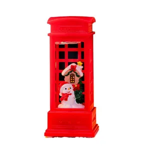 Weihnachtsbeleuchtung Telefonzelle Ornament mit niedlichem Schneemann und Schneekugel Geschenk