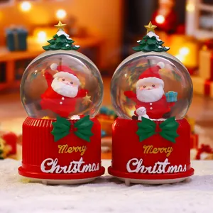 Weihnachtsschneekugel Spieluhr mit süßem Weihnachtsmann, rotierende leuchtende Tischdeko.