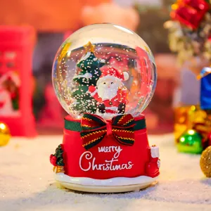 Christmas snow globe music box featuring Santa Claus and tree festive home decor gift