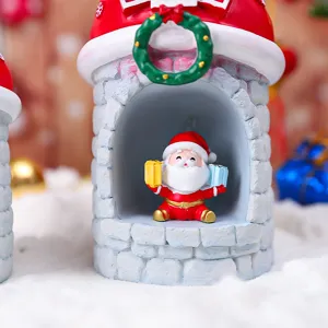 Weihnachten Weihnachtsmann Haus Nachtlicht Harz Figur Desktop Feiertag Dekoration Geschenk.