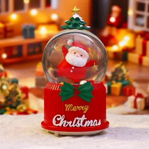 Weihnachtsschneekugel Ornament mit rotierendem Weihnachtsmann, leuchtende Spieldose.
