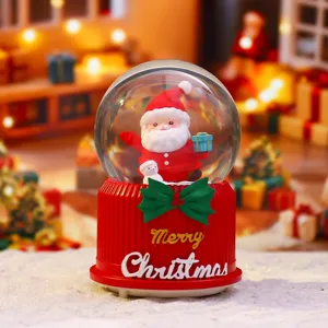 Weihnachtsschneekugel Spieluhr mit süßem Weihnachtsmann, rotierende leuchtende Dekoration.