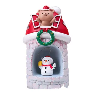 Niedliches Weihnachtshaus Nachtlicht Ornament mit Bär und Schneemann, perfekte Schlafzimmermöbel.