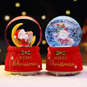 Weihnachts Weihnachtsmann Schneekugel Spieluhr mit LED Licht und festlicher roter Sockel Deko.