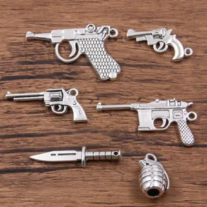 Retro Legering Wapens Bedeltjes Voor Sieraden Maken DIY Antiek Zilver Pistool Dolk Granaat Hangers Voor Armband Ketting Knutselen