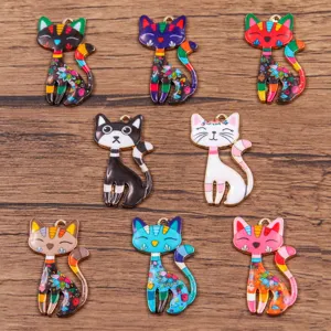 Breloques Pendentifs en Alliage Émaillé d'Halloween Motif Renard Chat Multicolore Émail Imprimé Fournitures de Bijouterie Pour Collier Boucle d'Oreille Fai da Te