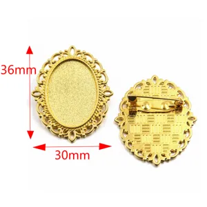 Oval alloy brooch blank filigree setting 18x25mm DIY jewelry making accessory fashion