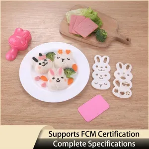 DIY schattige konijn rijstbal mal set kinderen aanvullend voedsel sushi maker keukentool
