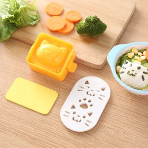 Cute cat rice ball mold detailed view, perfect for DIY bento sushi making and fun kitchen cooking.