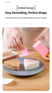 Stampi per polpette di riso triangolari in plastica rosa per bento sushi facile utensile cucina