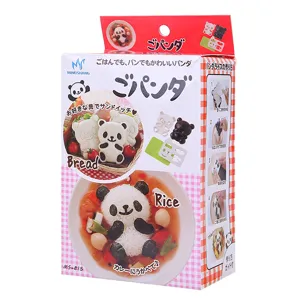 Simpatico stampo per riso a panda e pressa per panini per bambini, set da cucina fai da te.