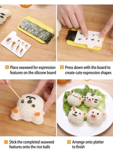 Kit de moule à boules de riz animal DIY, outil de sushi mignon ours cochon tigre pour bento.
