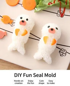 DIY seal rice ball mold cute sushi maker kitchen bento baking tool for kids lunch box design