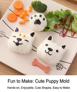 Set de moldes de arroz para perros DIY para sushi lindo, herramientas de cocina fáciles.