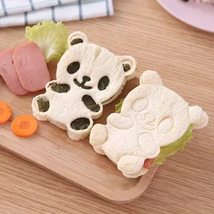 Cute bear shaped sandwich mold for rice balls and baking tools, perfect main product view.