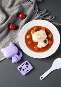 Cartoon cat rice ball mold DIY kitchen tool cute food shaping bento maker set for kids.