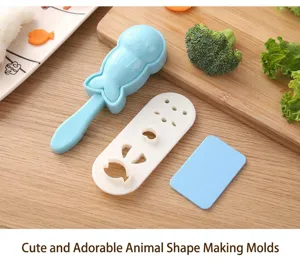 Cute seal rice ball mold set for DIY sushi and bento lunch box making in kitchen baking tools