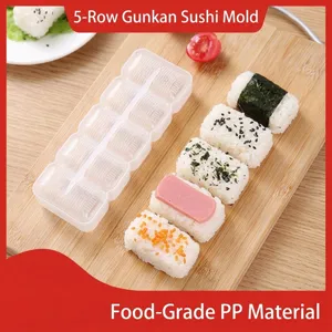 Kunststoff 5-Fächer Sushi Reiskugel Form Küchenwerkzeug für einfache DIY Zubereitung.